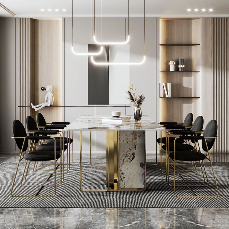 Glam Style Dining Rectangle Table Dining Sintered Stone Table for Home