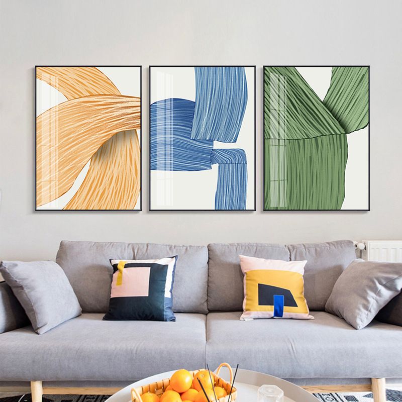 Contemporary Style Brush Stroke Painting Girls Bedroom Wall Art Decor in Pastel Color