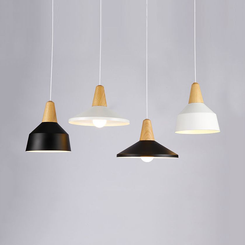 One Head Suspension Light Nordic Stylish Aluminum & Wood Pendant Light for Study Room