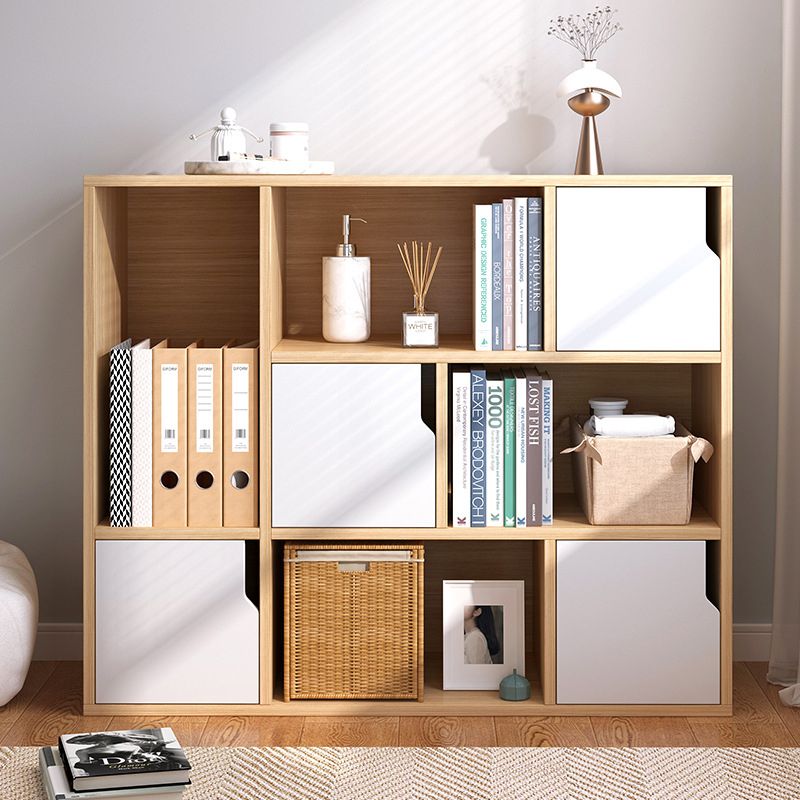 Engineered Wood Shelf Bookcase With Cabinets Rectangular Bookshelf