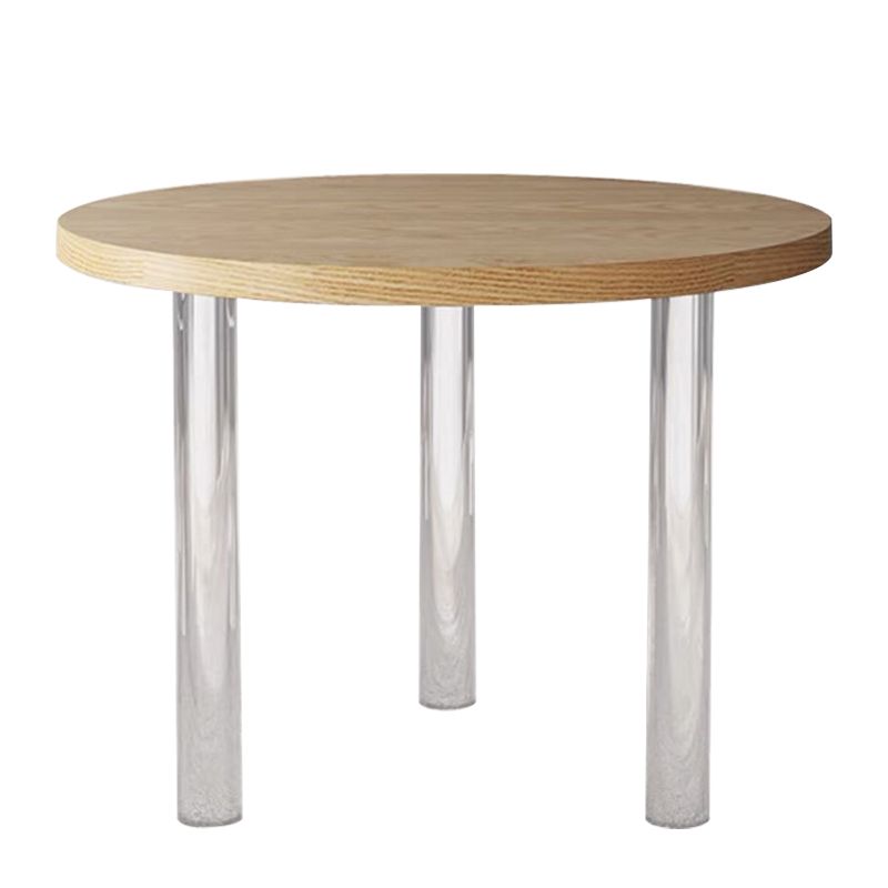 Round Dining Table Modern Wood Color Fixed Table of Solid Wood