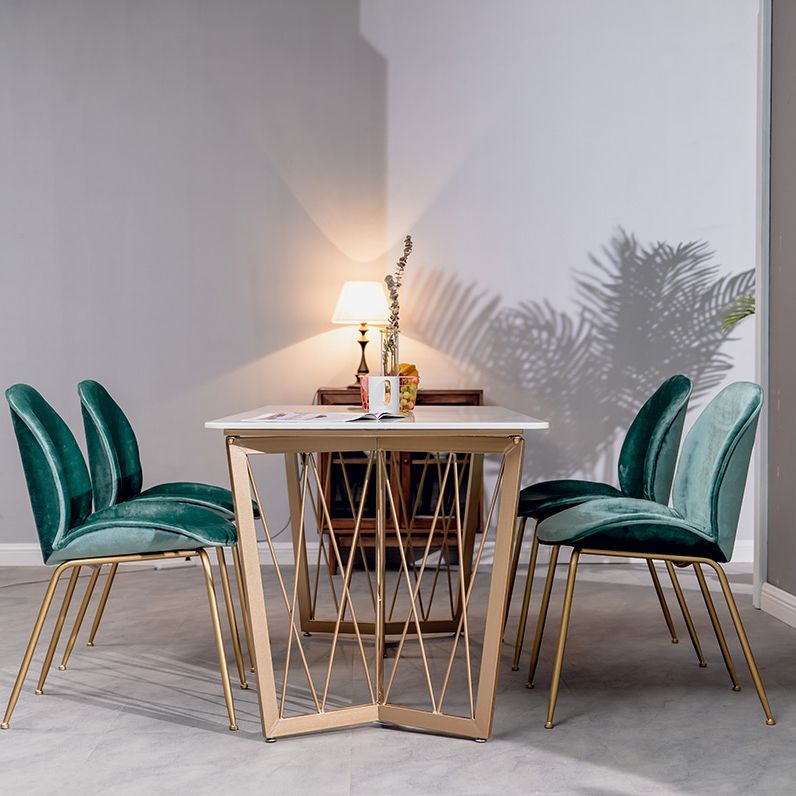 Contemporary Rectangle Dinette Set 1/2/4/5/7 Pieces White Marble Dining Table Set