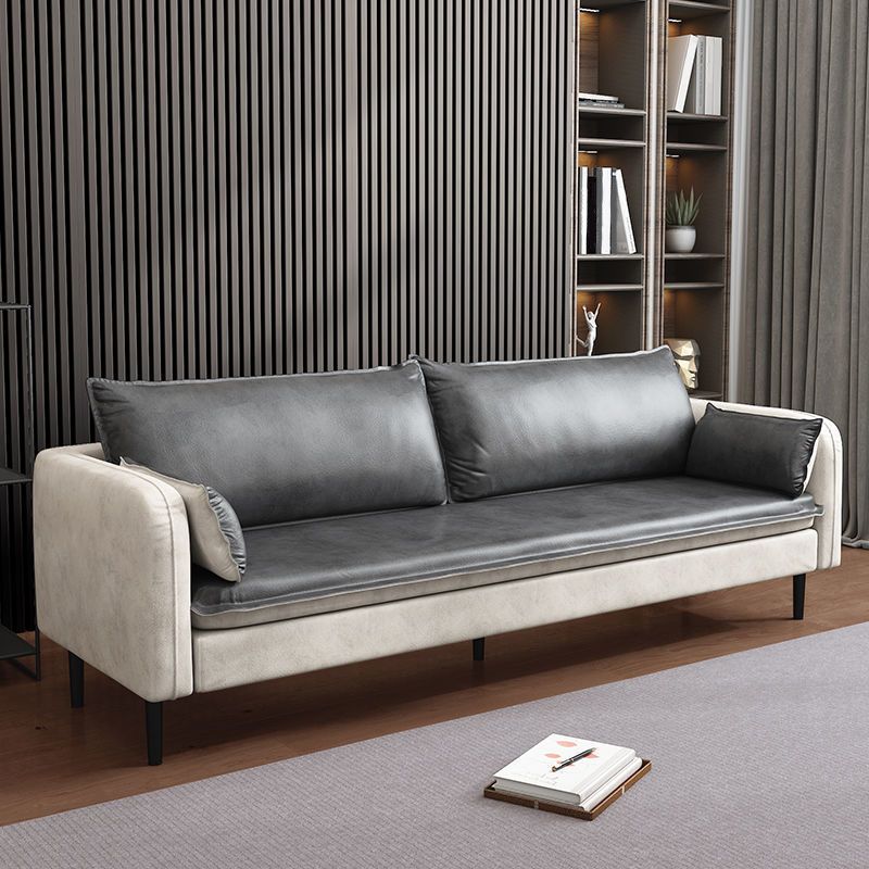 30.7"H Mid Century Modern Faux Leather Square Arm Sofa for Living Room