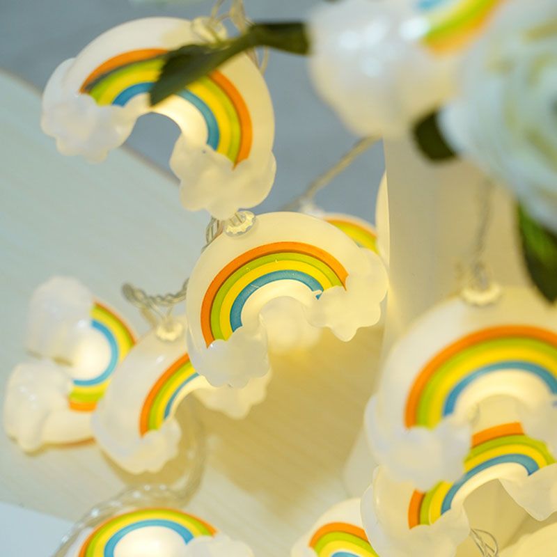 Plastic Rainbow LED Fairy Lighting Decorative White Battery Powered String Light for Bedroom