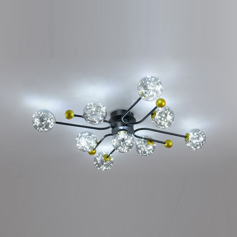 Modern Ball Semi Flush Ceiling Light Glass Living Room LED Ceiling Light