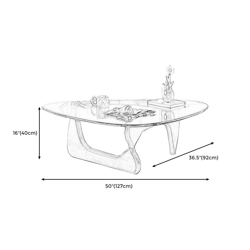 Abstract 1 Single Coffee Table Modern Cocktail Table with Wood Pedestal