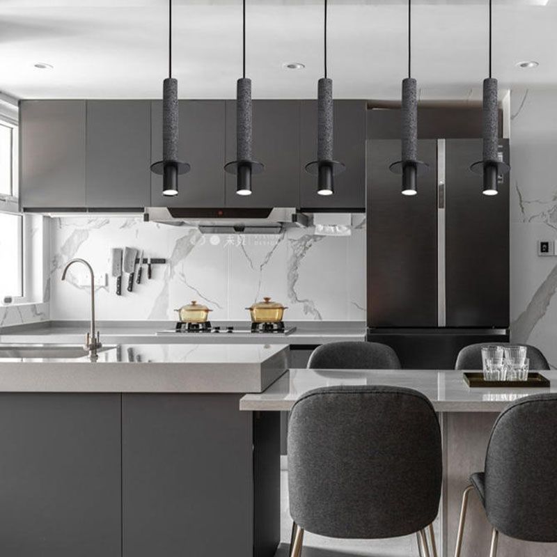 Style de minimalisme LED Hanging Light 1 Tube léger en pierre Suspension Lampe pour le bar de cuisine