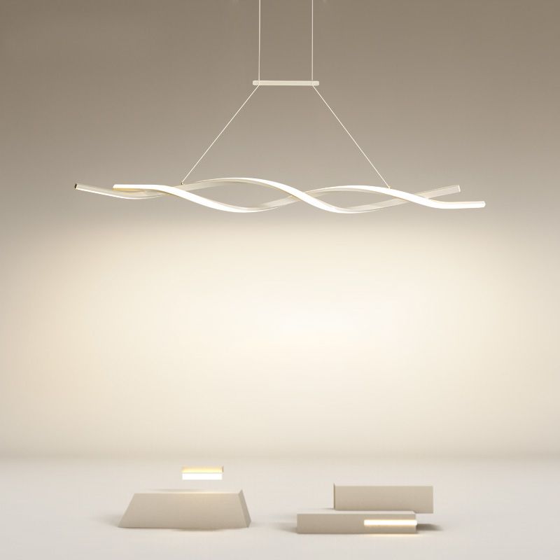 Modern Metal Island Light armatuur Lineair Restaurant Hanglamp met 2-head met acrylschaduw