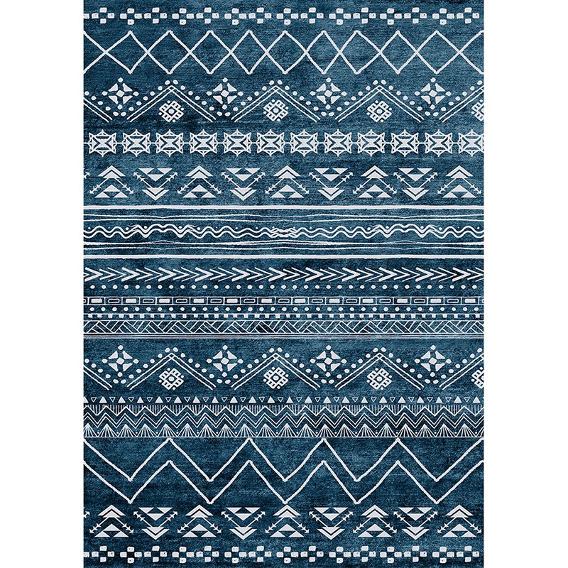 Multicolor Ethnic Print Rug Polyester Antique Carpet Non-Slip Backing Indoor Rug for Home Decoration