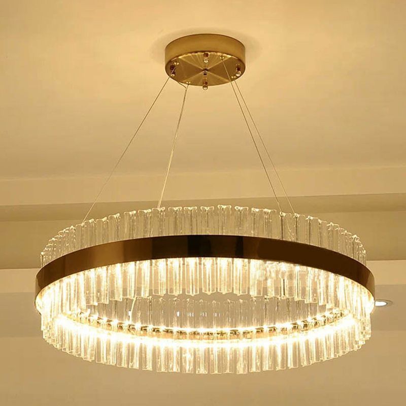 Postmodern Simplicity Round Pendant Chandelier Crystal Hanging Light Fixture for Living Room