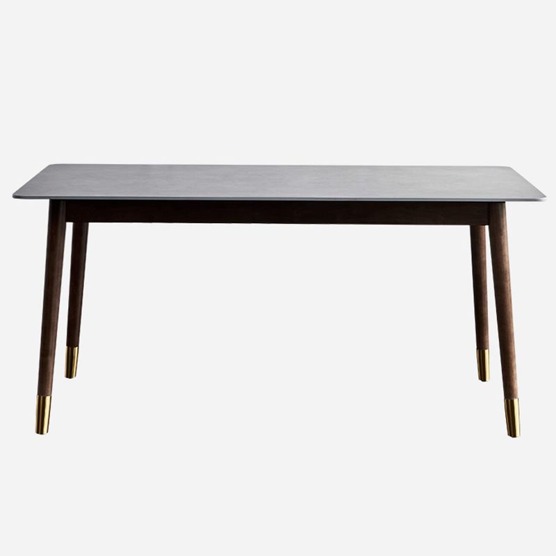 Scandinavian Style 6 Seat Rectangular Black Legs Black Slate Dining Table with Base