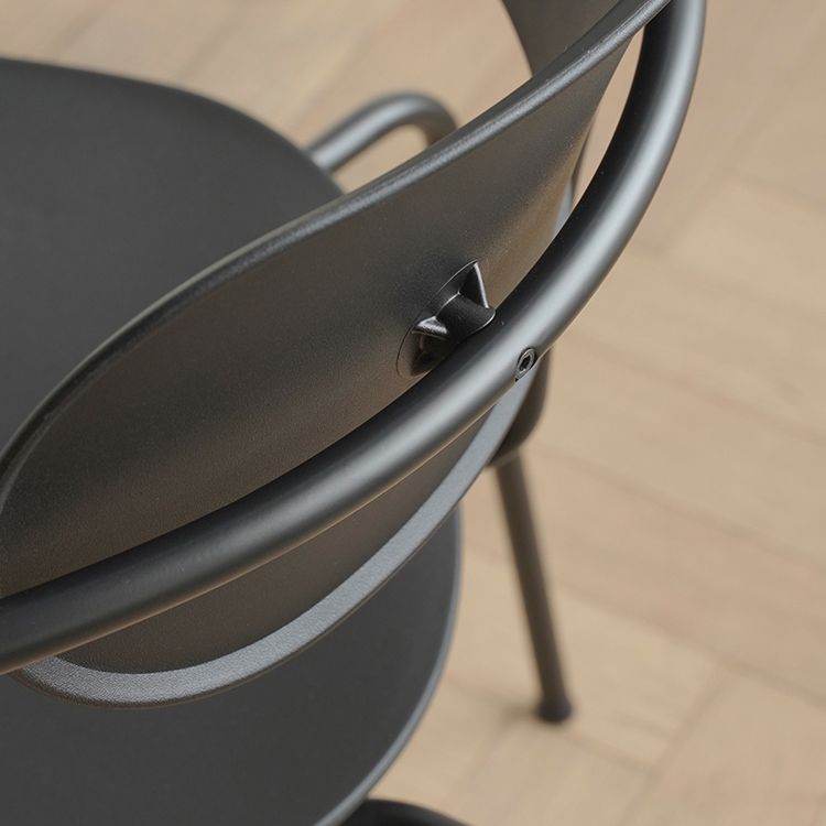 Contemporary Style Open Back Plastic Dining Arm Chair with Metal Legs for Home