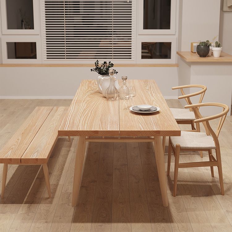 Contemporary Natural Wood Table Ash Rectangle Dining Table with 4 Legs