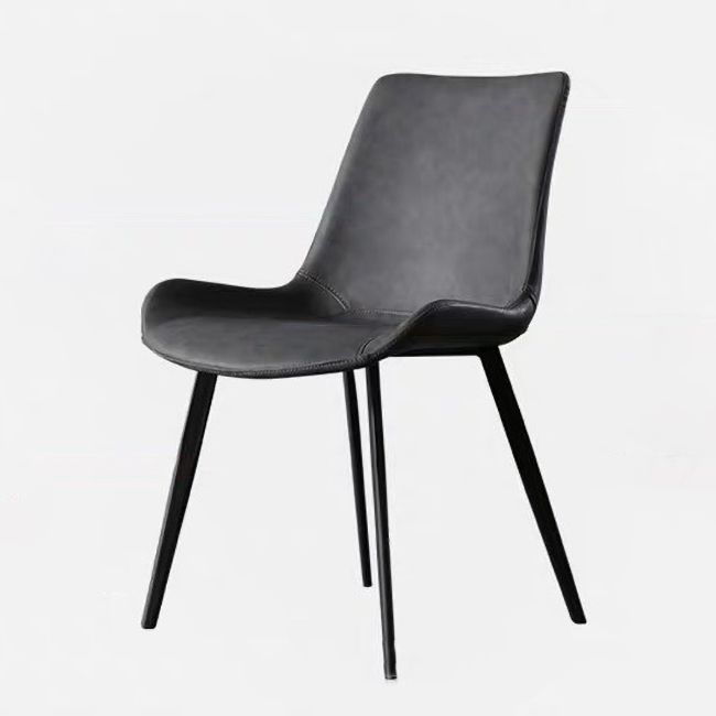 Contemporary Leather Hotel Side Chair Solid Back Matte Finish Dining Chair