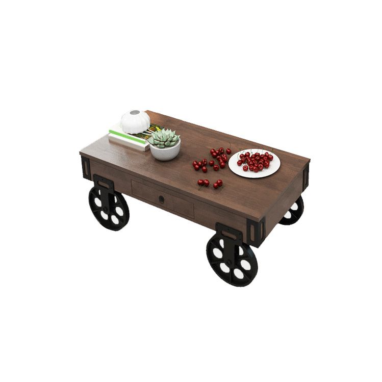 Modern Abstract Wooden Coffee Table Rectangular Top Shape Cocktail Table