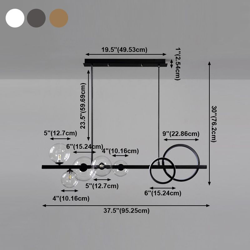 Lámpara de araña de comedor nórdico comedor moderno tono de vidrio lámpara colgante