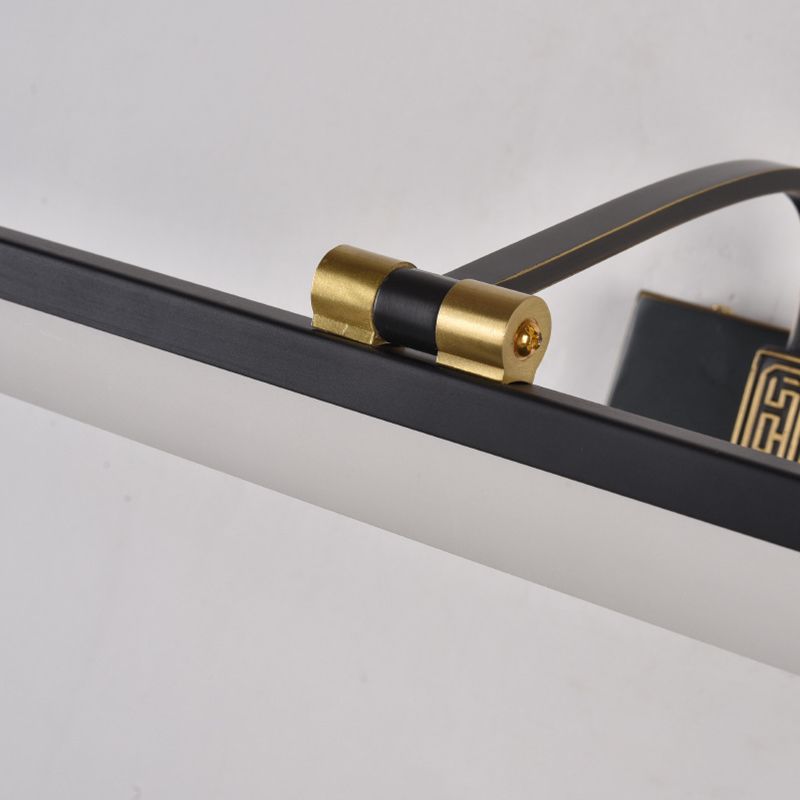 Chinese Style Mirror Cabinet Bathroom Wall Lights Black Metal Linear Shade LED Ambient Vanity Lighting