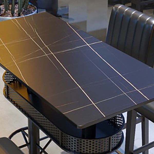 Industrial Style Bar Height Table Black Bar Dining Table with Storage