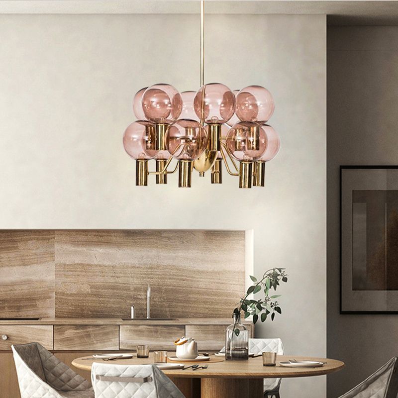 Glazen bol hanglamp in moderne luxe stijl elektroplate ijzer kroonluchter in goud