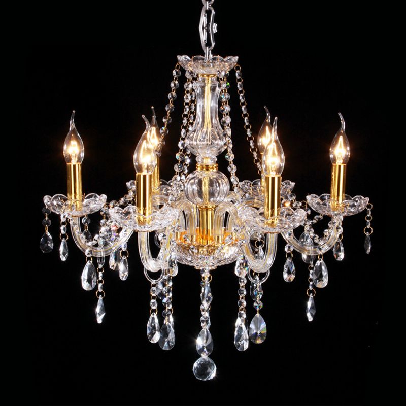 Curvy Armed Crystal Crystal Light Light Victorian Style 6 Heads Golden Dropserve