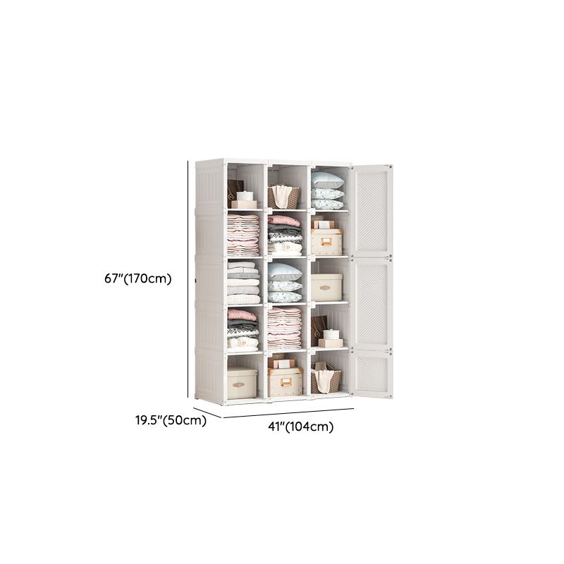 White Freestanding Plastic Wardrobe Foldable Wardrobe with Shelves