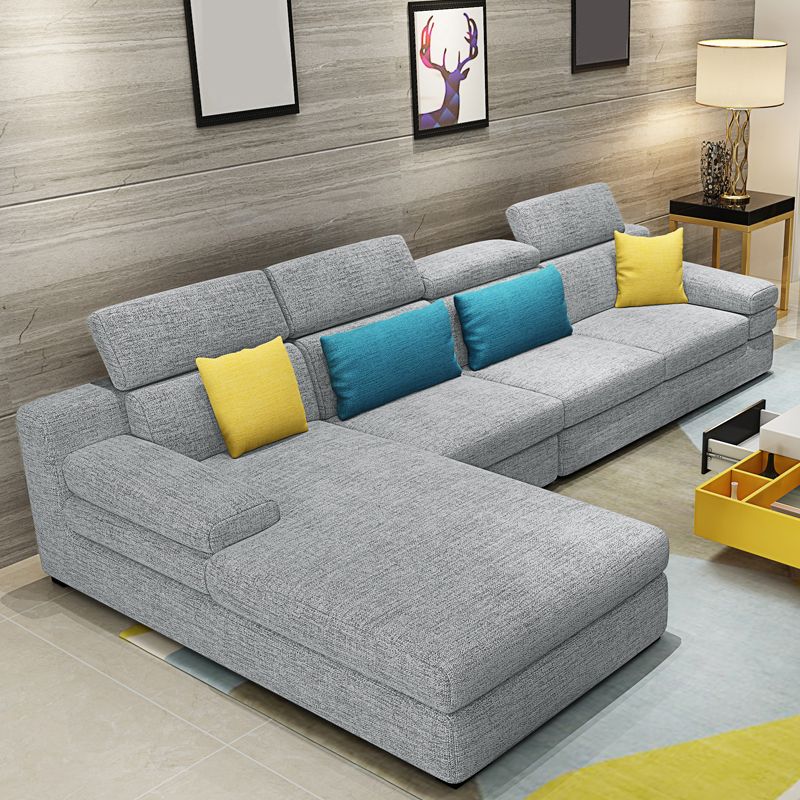 Contemporary High Back Sectionals 35.43"High 5-Seat Square Arm Sofa for Apartment