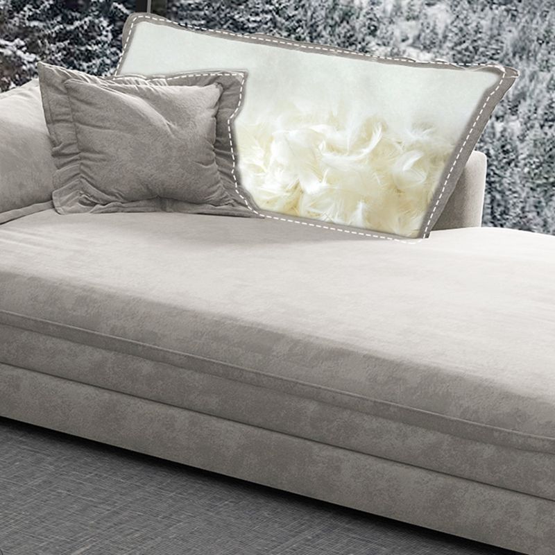 Glam Cushioned Chaise Lounge Recessed Arms Chaise with Three Pillows for Bedroom