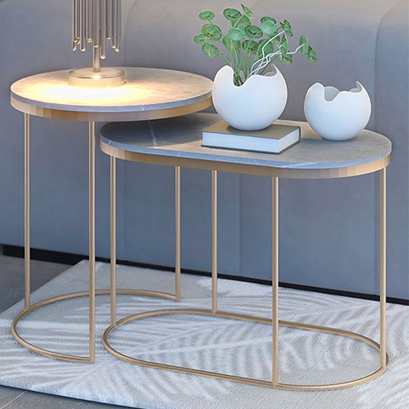 Luxurious Stone Top End Table Metal Frame Sofa Side Accent Table