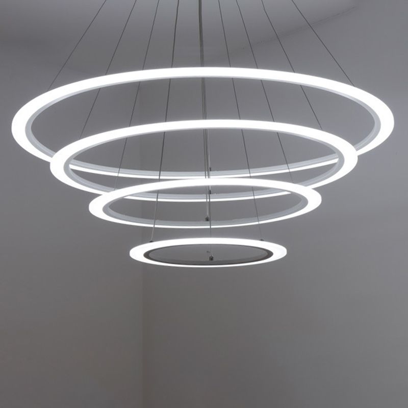 Modern Round Chandelier Light Fixtures Acrylic Hanging Light Kit for Restaurant