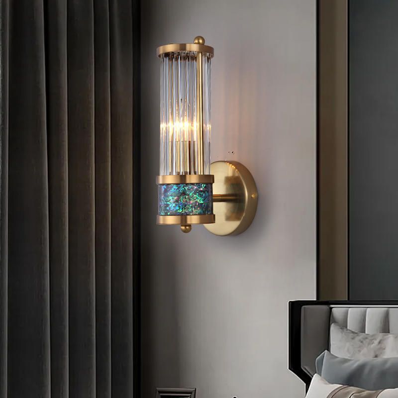 Modern Style Cylinder Shape Wall Sconce Crystal Sconces for Bedroom