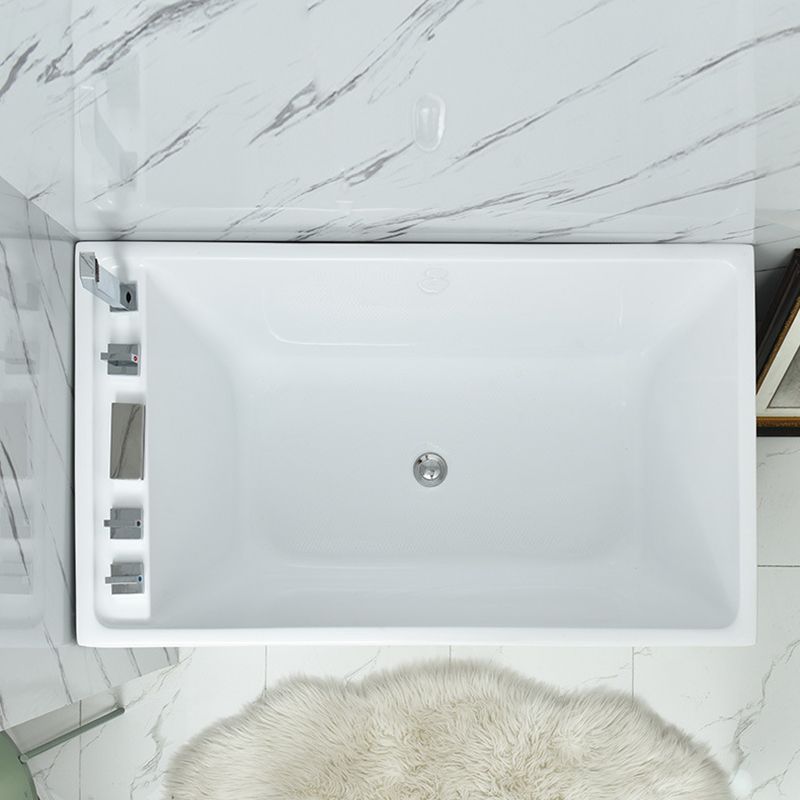 Freestanding Acrylic Rectangular Bath Soaking Center White Bathtub