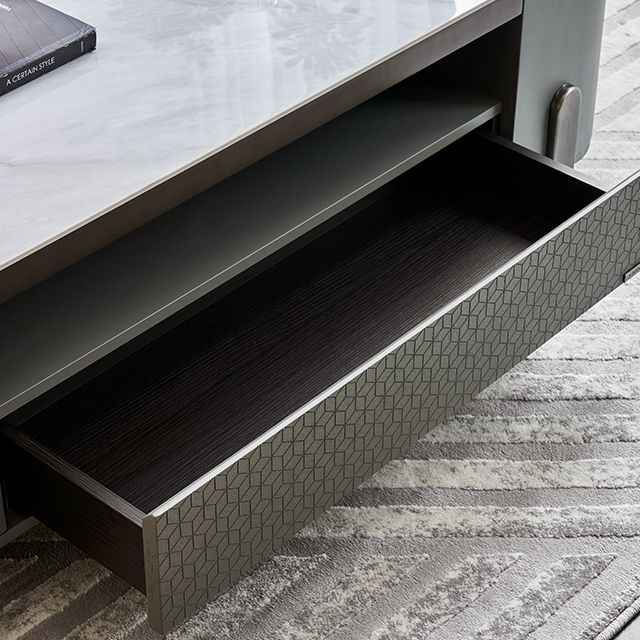 27" Wide Contemporary 4 Legs Slate White Rectangular Coffee Table
