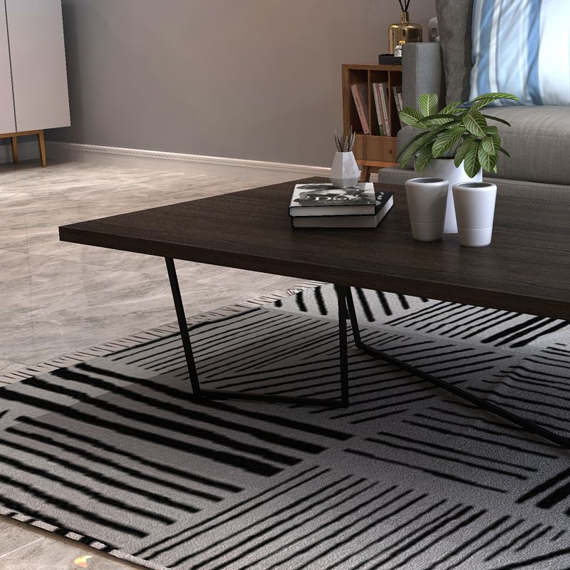 Dark Brown Solid Wood Coffee Table Abstract Coffee Cocktail Table