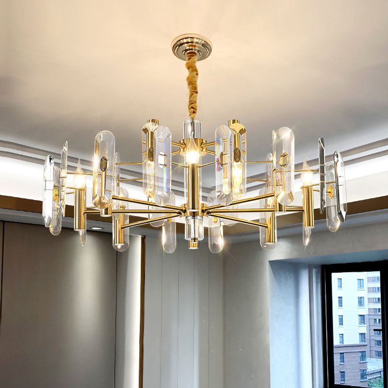 Modern Luxury Hanging Light Crystal Geometric Chandelier for Living Room