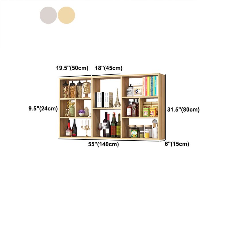 Contemporary Wall Unit Bookshelf Horizontal Manufactured Wood Bookcase