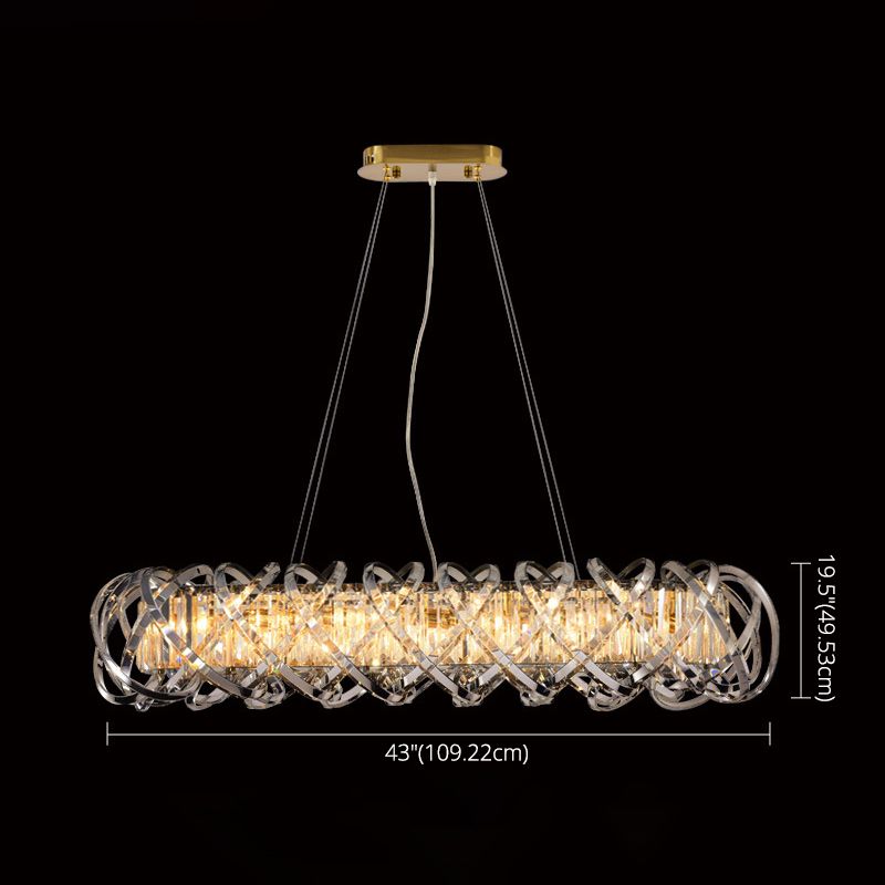 Postmodern Simplicity Geometric Hanging Chandelier Stainless Steel Suspension Lighting for Living Room