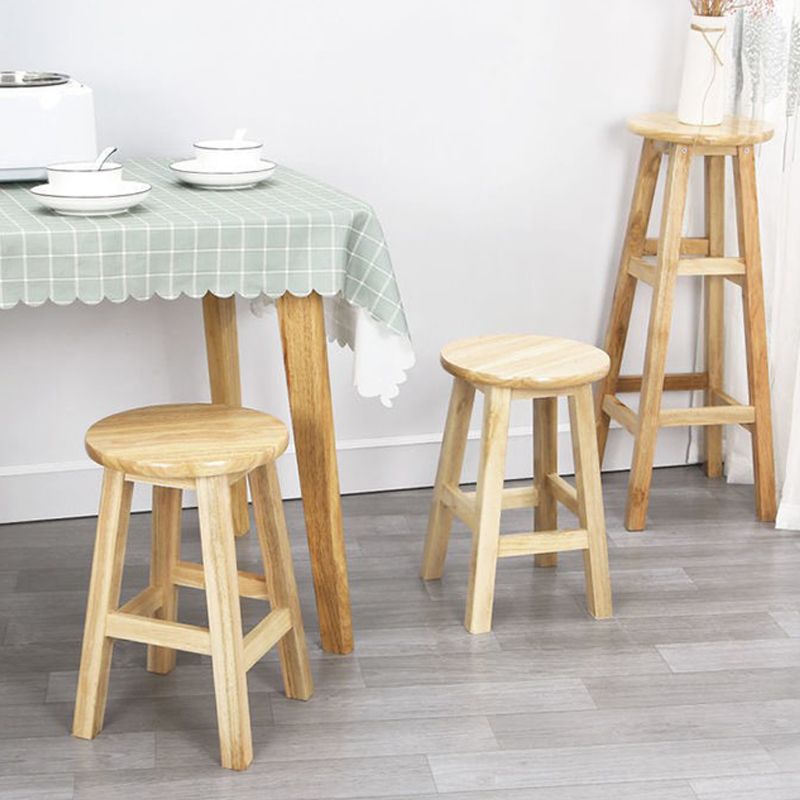 Modern Armless Counter Stool Rubber Wood Kitchen Bar Stool with Seat and Pedal