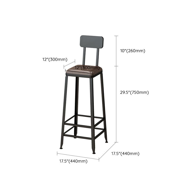 Armless Dining Stool Contemporary Bar Stool with Black Metal Base
