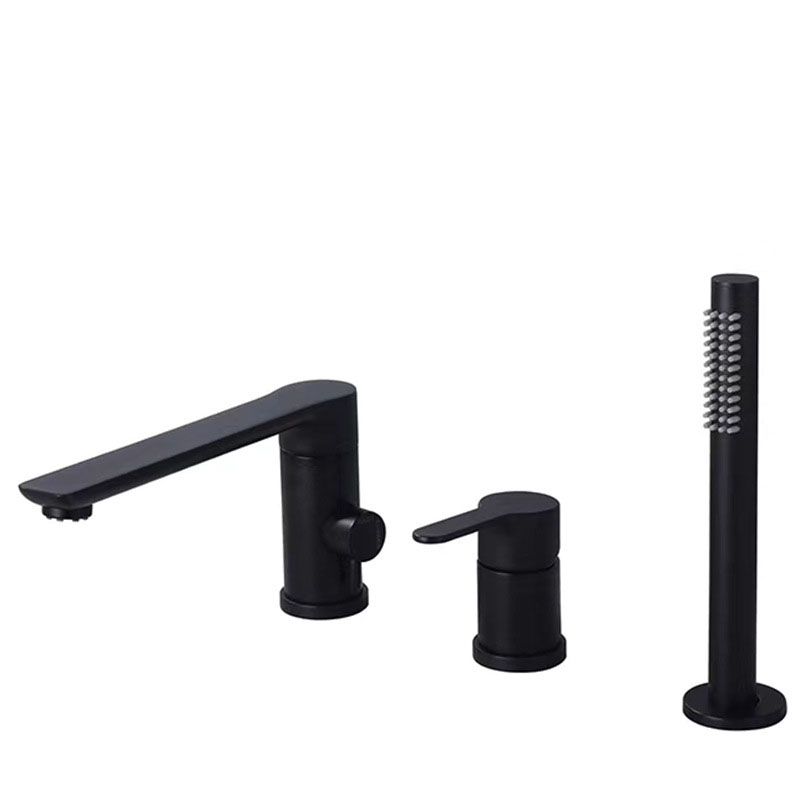 Deck Mounted Tub Filler Copper Lever Handle Low Arc Handshower Tub Filler