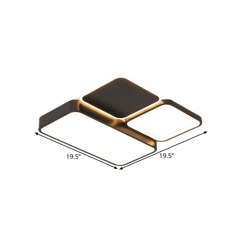 Splicing Bedroom Flush Mount Acrylic LED Modernist Ceiling Mounted Fixture in Black, Warm/White Light