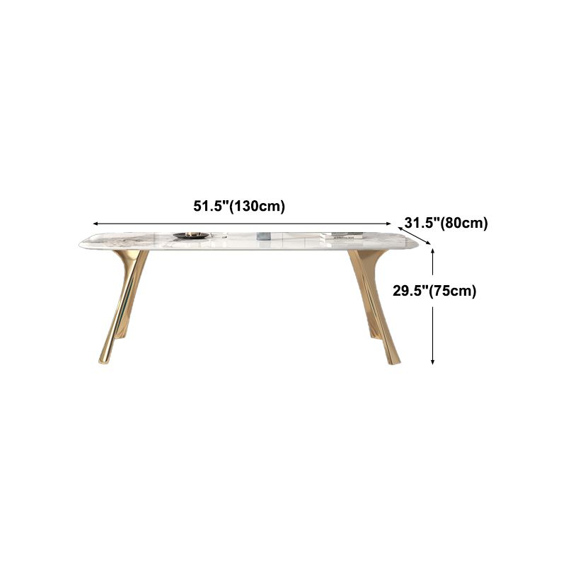 Traditional Luxury Dining Table with White Stone Rectangle Top Dining Table for Kitchen