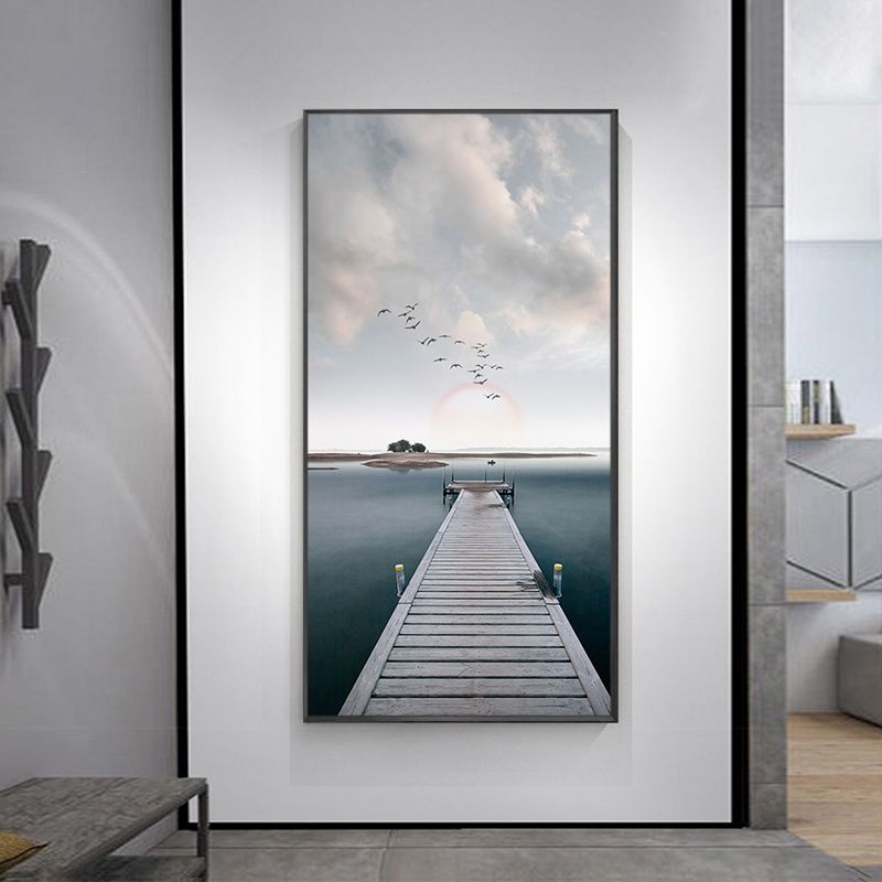 Toile enveloppée d’impression d’art contemporain de couleur douce avec vue sur la mer pour la cuisine, plusieurs tailles