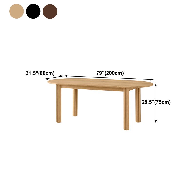 Oval Dining Table Pine Solid Wood Dining Table with 4 Legs for Kitchen