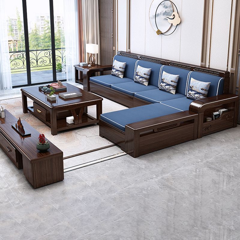 37"H Contemporary Sectional Sofa Storage Fabric Sectional with Bostol Pillows