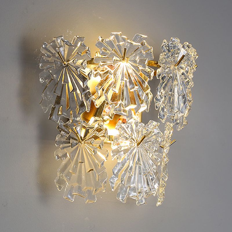 Metal & Glass 2 - Light Wall Light Post Modern in Gold & Clear