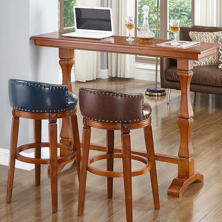 Modern Brown Wood Counter Table with Rectangle Table Top Trestle Table - 42" H