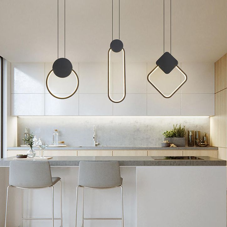 Geometric Acrylic LED Ceiling Light in Modern Singularity Wrought Iron Pendant Light for Commercial Place