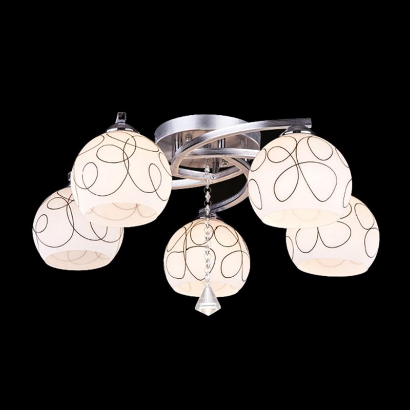 Cromo 3 illuminazione a soffitto a soffitto moderno in metallo latte in vetro semifulò illuminazione per soggiorno per soggiorno