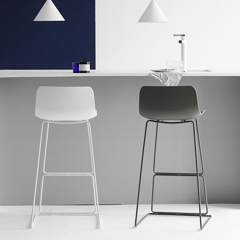Nordic Backrest Counter Stool with Metal Base Plastic Armless Cafe Bar Stool