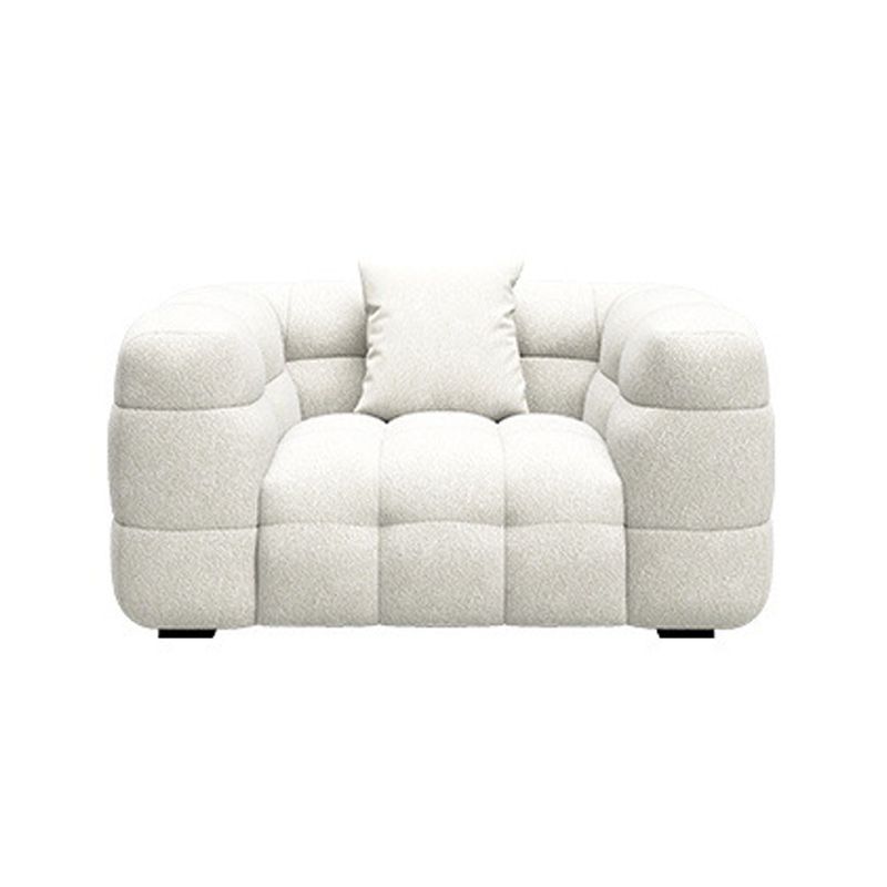 Biscuit Back Sofa Stain Resistant Modern Tuxedo Arm Sofa in White